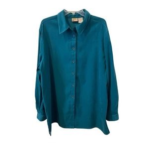 3 for $25-Koret Teal Microfiber Collared Long Sleeve Casual Shirt XL Oversized